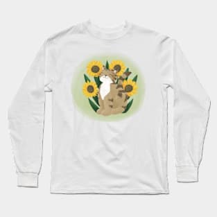 Cute cat with flowers Long Sleeve T-Shirt